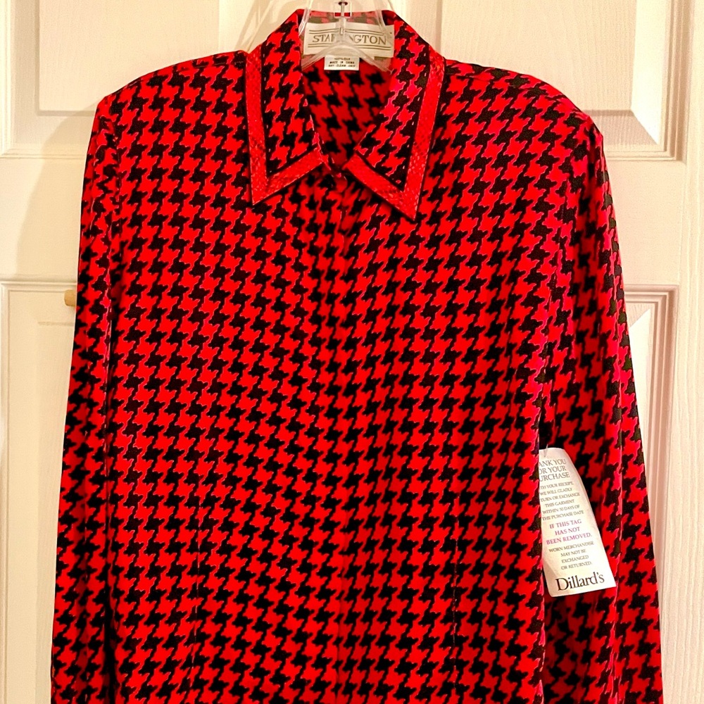 Vintage STARINGTON Red Checkered Silk Blouse